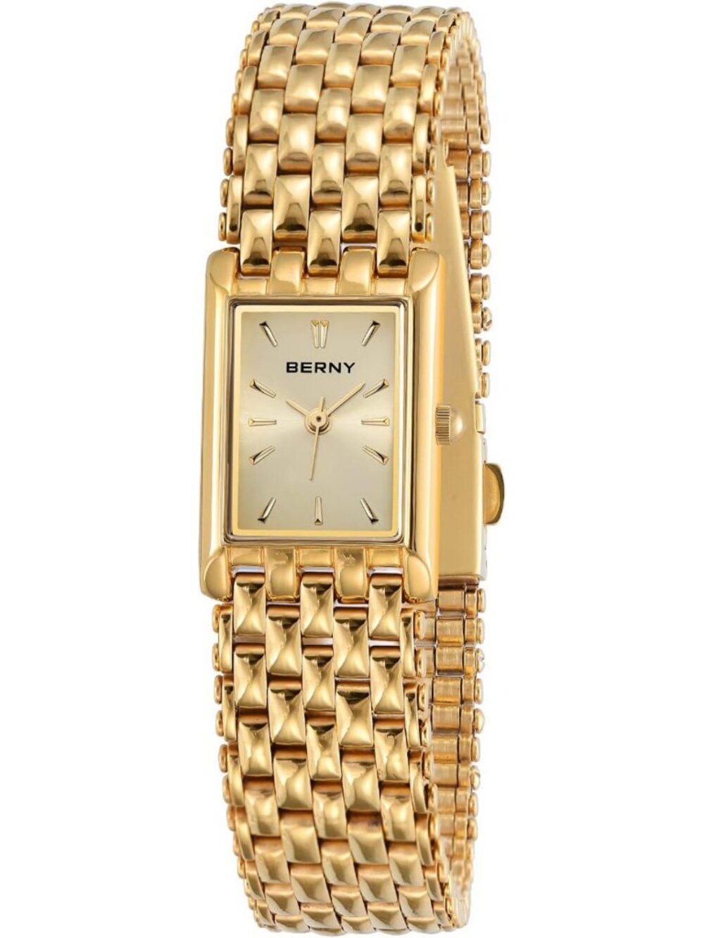Vintage Gold Quartz Watch for Women, Stainless Steel Bracelet, Elegant Timepiece